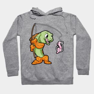 Fish at Fishing with Fishing rod and Made Hoodie